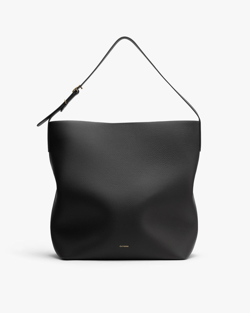 Handbag with single shoulder strap and subtle logo near base.