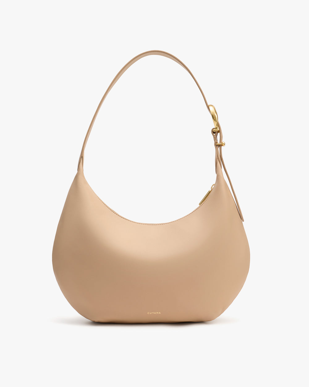 Hobo bag with single strap and zip closure.