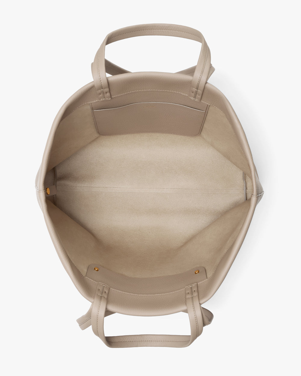 Open top view of a spacious tote bag with interior pockets and handles.