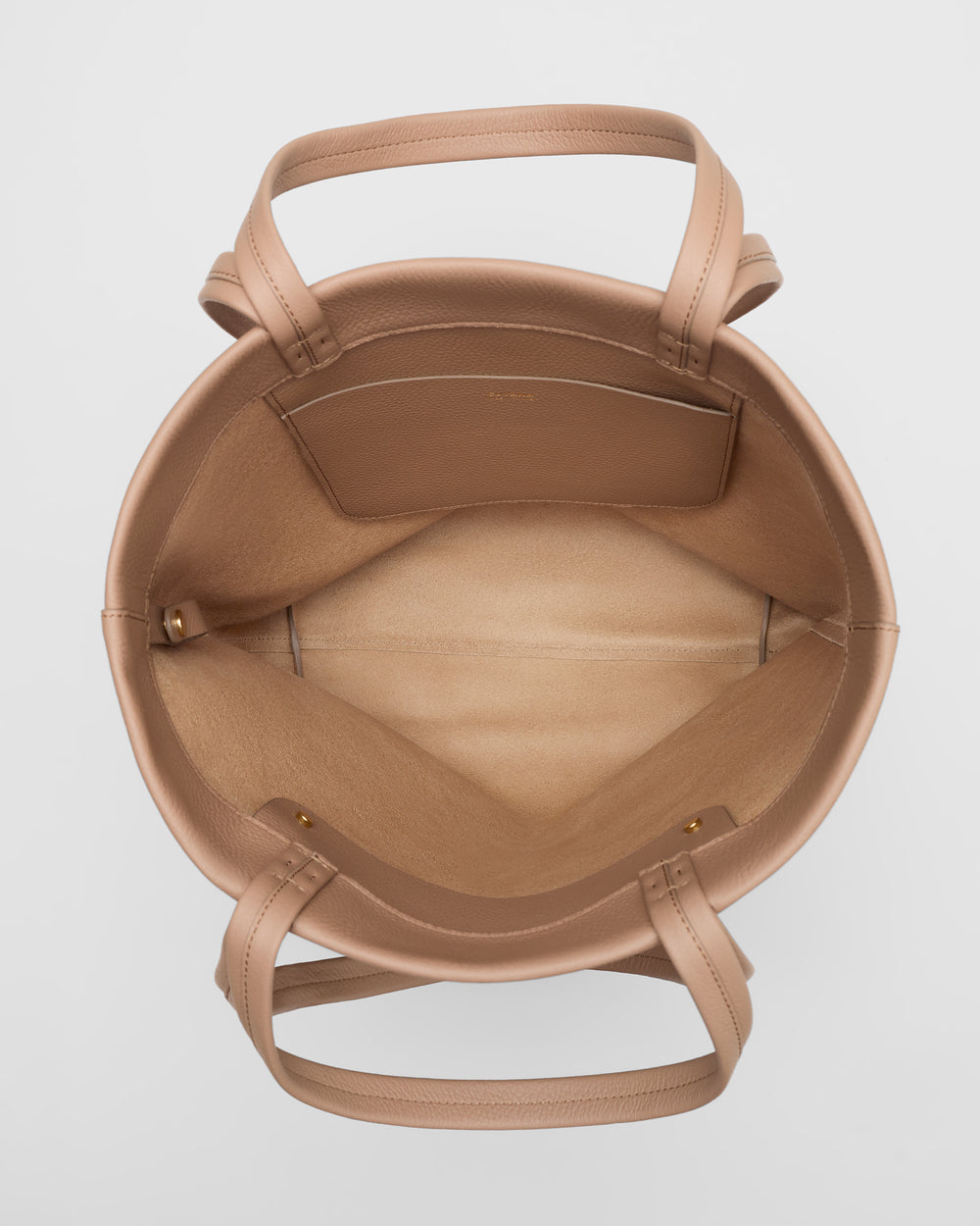 Top view of an open tote bag with inside pocket.