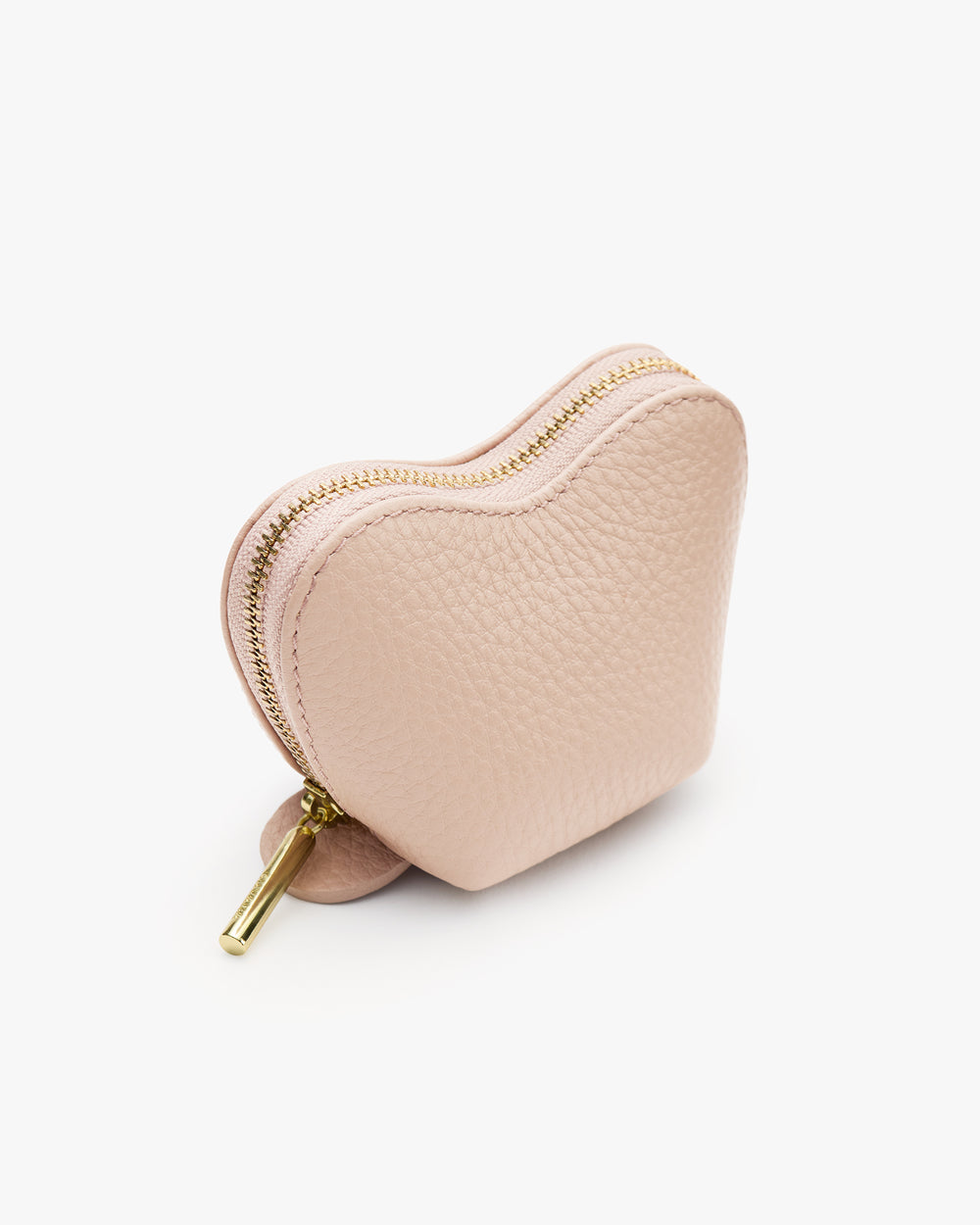 Heart-shaped small pouch with zipper.