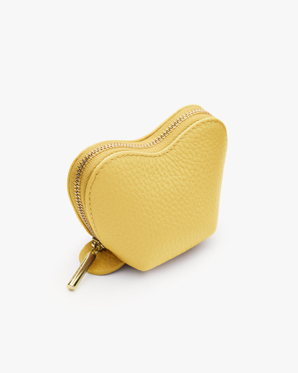 Heart-shaped coin purse with a zipper.
