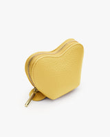 Heart-shaped coin purse with a zipper.