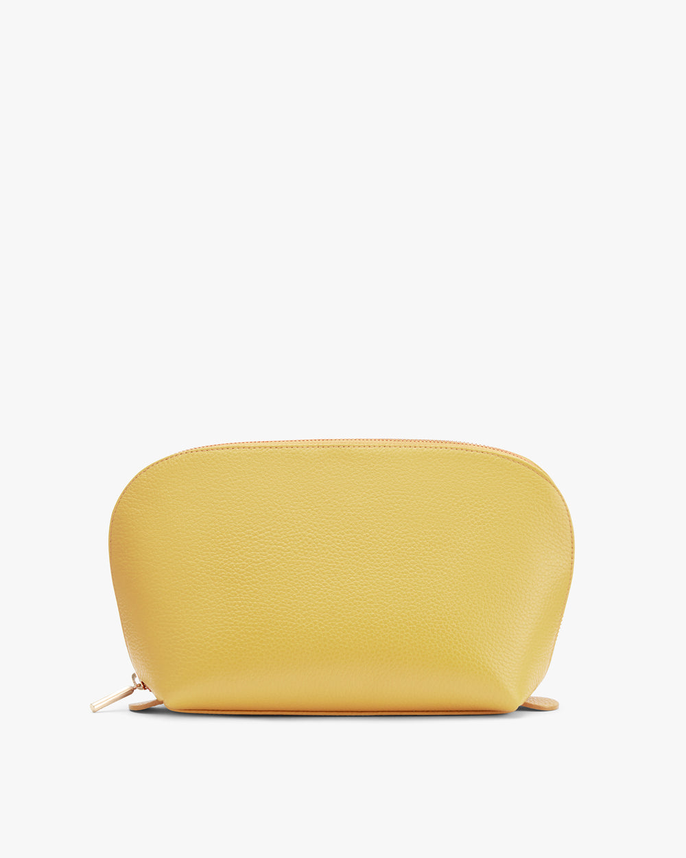Rounded zip pouch on a plain background.