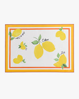 Rectangular cloth with lemon illustrations and decorative border.
