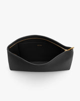 Open zippered pouch with a wide opening and spacious interior.