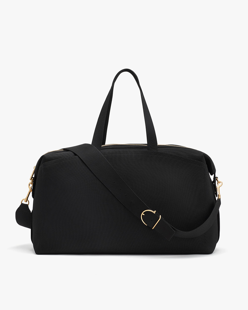Travel bag with handles and detachable shoulder strap.