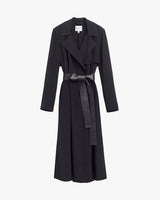 Long coat with a belt and wide lapels