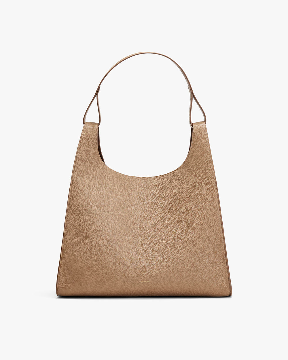 Handbag with a single strap and a textured surface, displayed against a plain background.