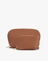 Two cosmetic bags of different sizes with zippers.