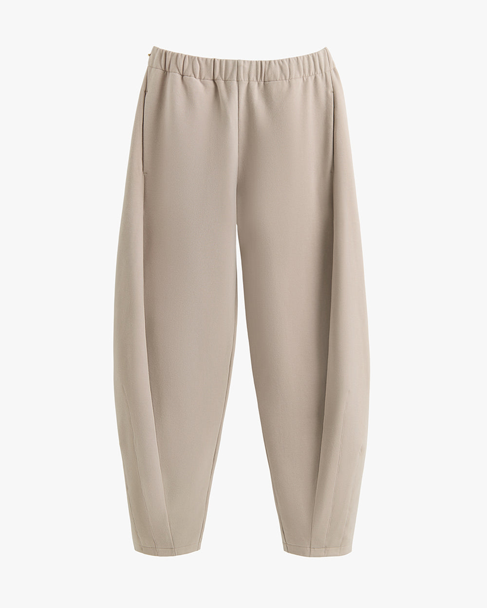 Loose-fitting pants with elastic waistband displayed against a plain background.