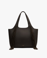 Handbag with long fringe details on both sides