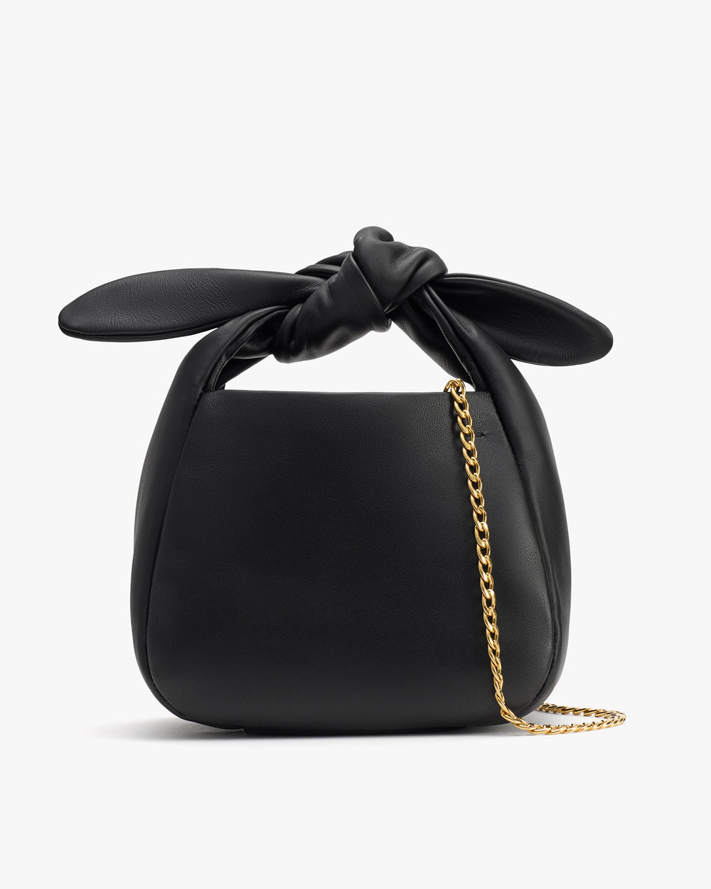 Handbag with knotted top handle and chain strap