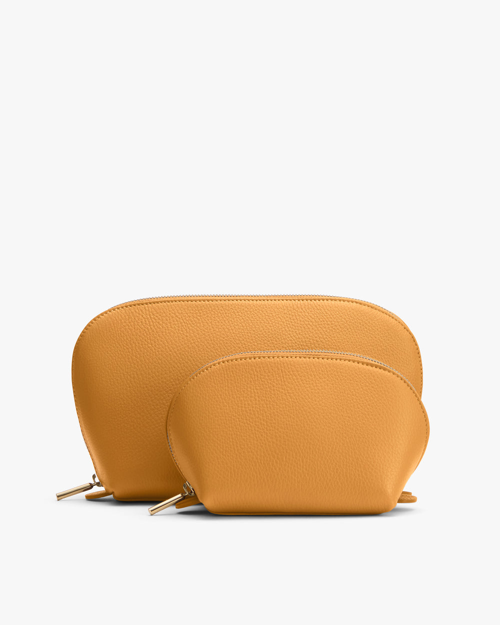 Two zippered pouches, one larger and one smaller, placed side by side.