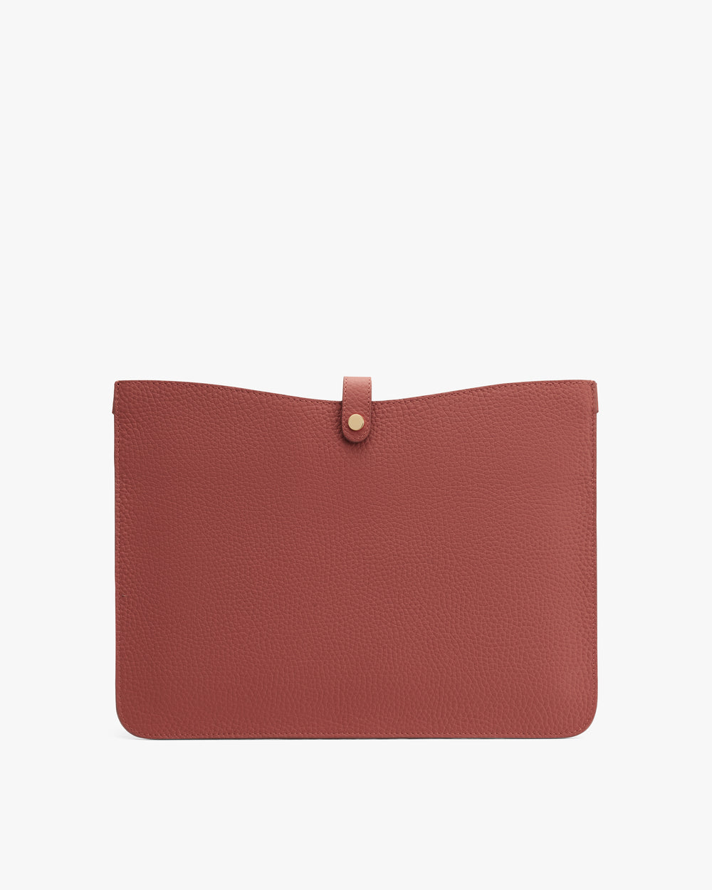 Rectangular textured leather pouch with a button closure on top.