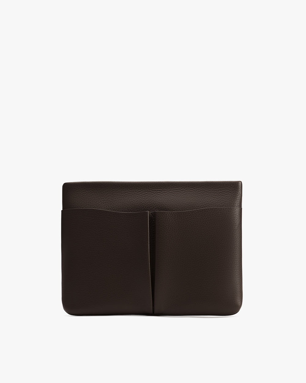 Rectangular clutch bag with two front pockets.