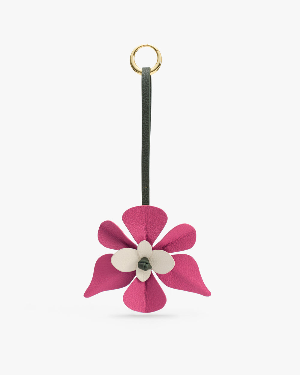 Flower-shaped keychain with a loop at the top.