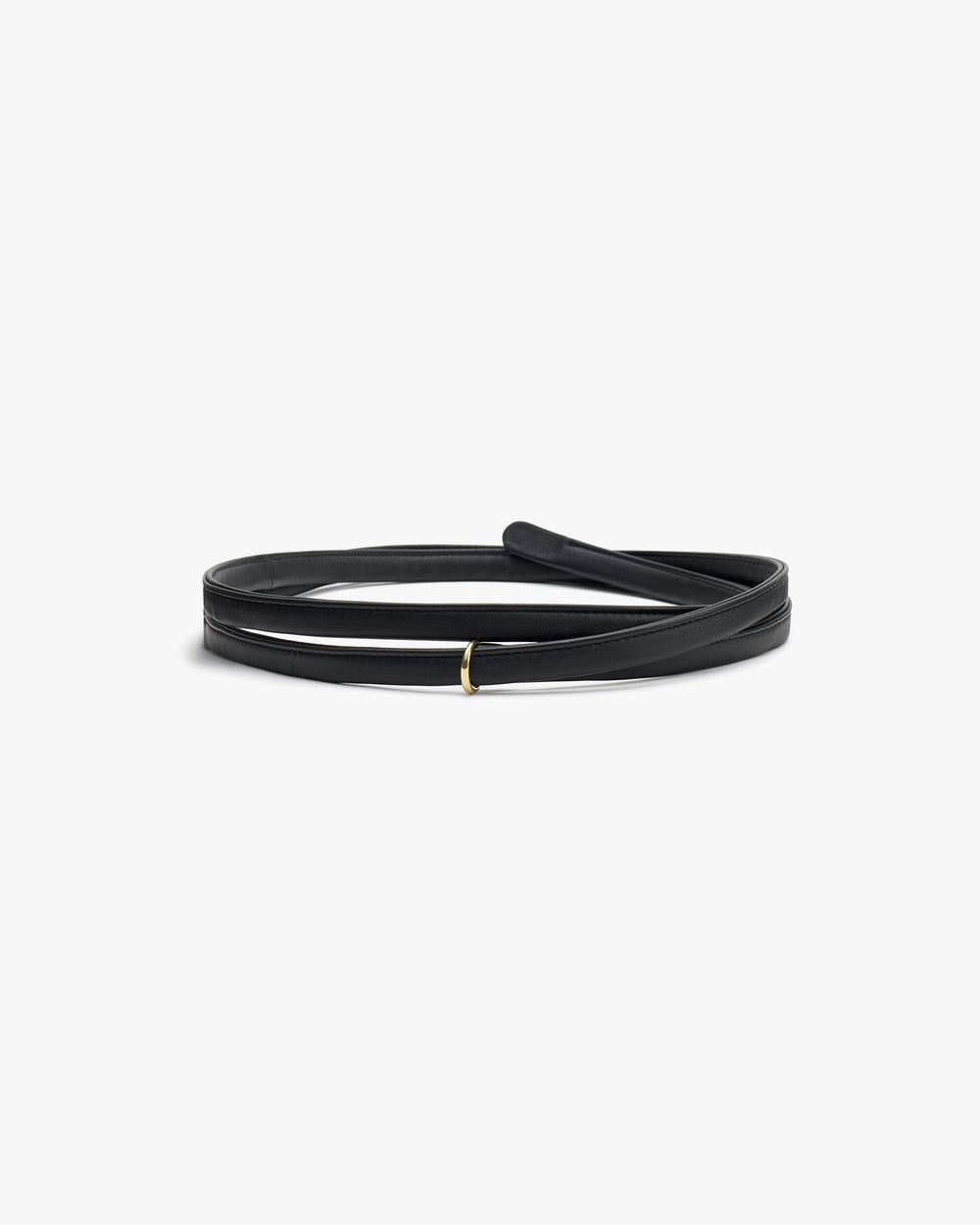 Thin wrap belt with simple buckle design.