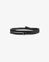 Thin wrap belt with simple buckle design.