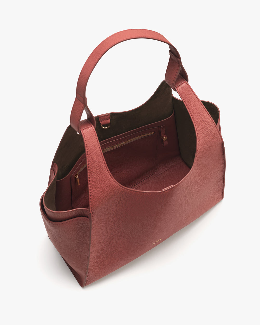 Large open-top handbag with two handles and inner pocket.
