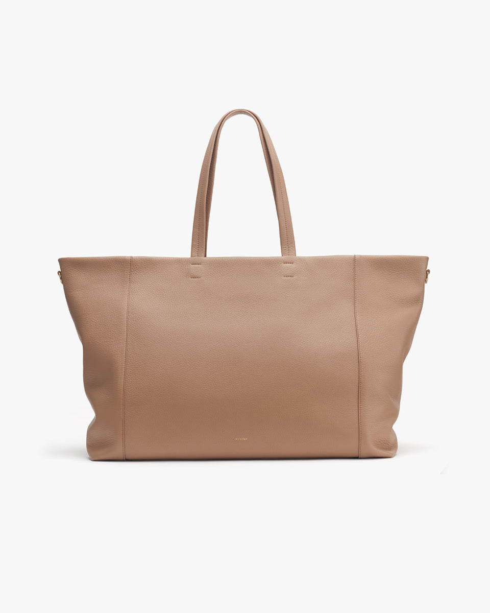 Large tote bag with two handles standing upright