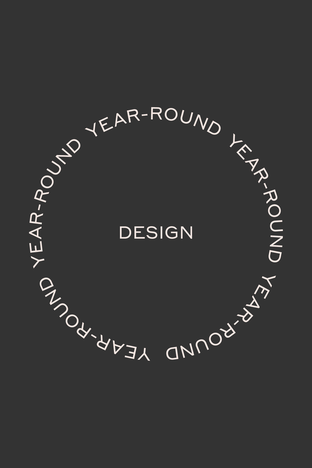 Graphic with repeated text in a circular formation around the word DESIGN.