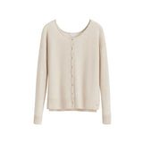 Long-sleeve cardigan with front buttons.