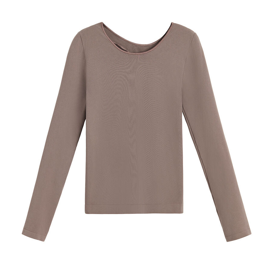 Long-sleeved sweater displayed on plain background